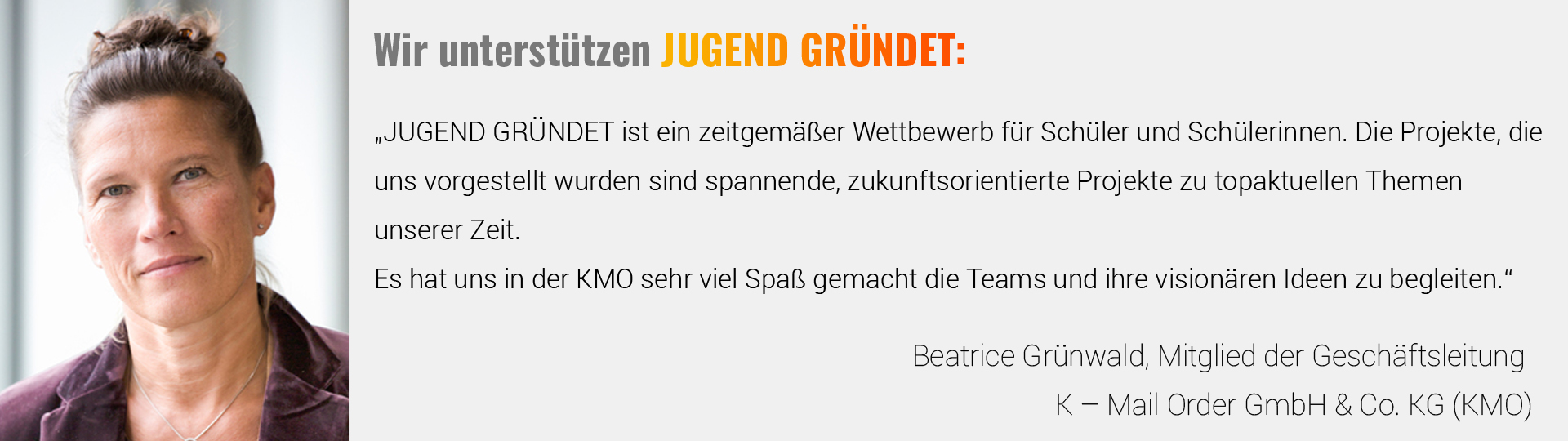 JUGEND GRÜNDET Partnerseite Statement Bearice Grünwald